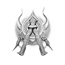 sickle and hammer tattoo design idea