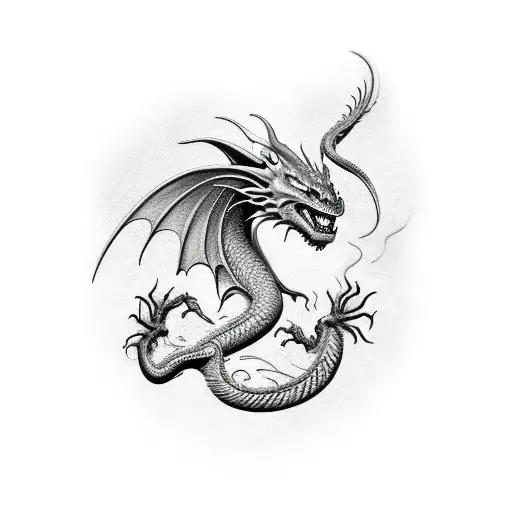 sorrowful dragon tattoo design idea