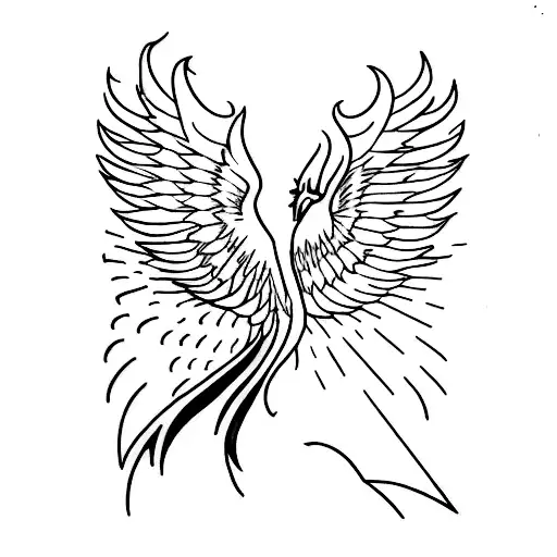 Phoenix with spread wings horizontally  tattoo design idea