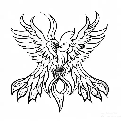 Phoenix flying up tattoo design idea