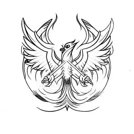 Phoenix with spread wings horizontally  tattoo design idea