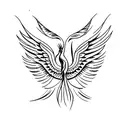 Phoenix with spread wings horizontally  tattoo design idea