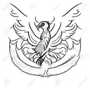 Phoenix with spread wings horizontally  tattoo design idea