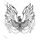 Phoenix with spread wings horizontally  tattoo design idea