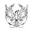 Phoenix with spread wings horizontally  tattoo design idea
