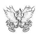 Phoenix with spread wings horizontally  tattoo design idea
