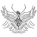 Phoenix with spread wings horizontally  tattoo design idea