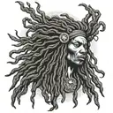 a hyper realistic black dreadlock holy Spirit dancing tattoo design idea