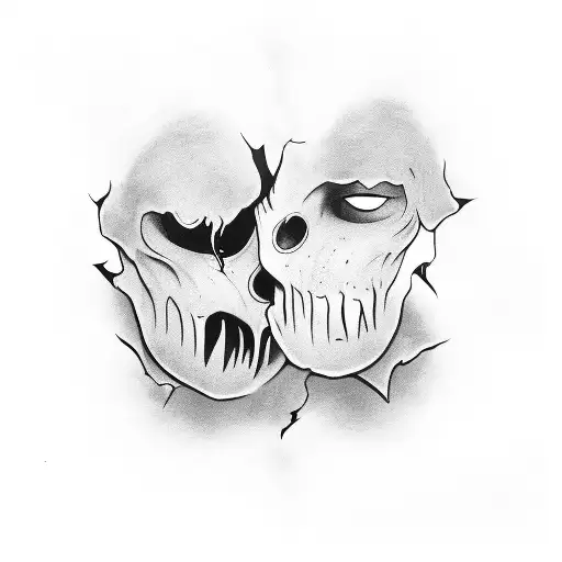 ghostface stabbing someone in the face tattoo design idea