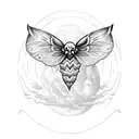 skull moth with moon tattoo design idea