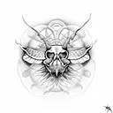 skull moth with moon tattoo design idea