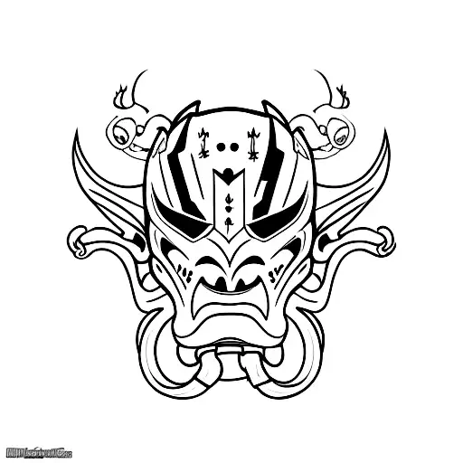 dragon with luchador mask tattoo design idea