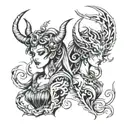 goddess and demon  tattoo design idea