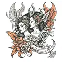 goddess and demon  tattoo design idea