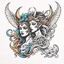 goddess and demon  tattoo design idea