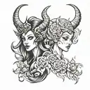 goddess and demon  tattoo design idea