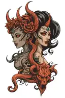 goddess and demon  tattoo design idea