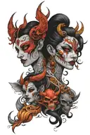 goddess and demon  tattoo design idea