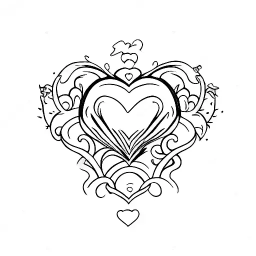 red heart with a shadow tattoo design idea