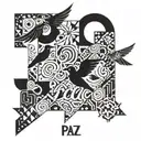 patchwork, word paz, dark birds, for the bicep tattoo design idea