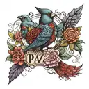 patchwork, word paz, dark birds, for the bicep tattoo design idea