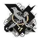 patchwork, word paz, dark birds, for the bicep tattoo design idea