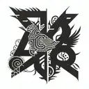 patchwork, word paz, dark birds, for the bicep tattoo design idea