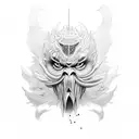 half human face half tengu tattoo design idea