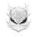 half human face half tengu tattoo design idea