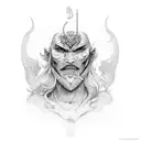 half human face half tengu tattoo design idea