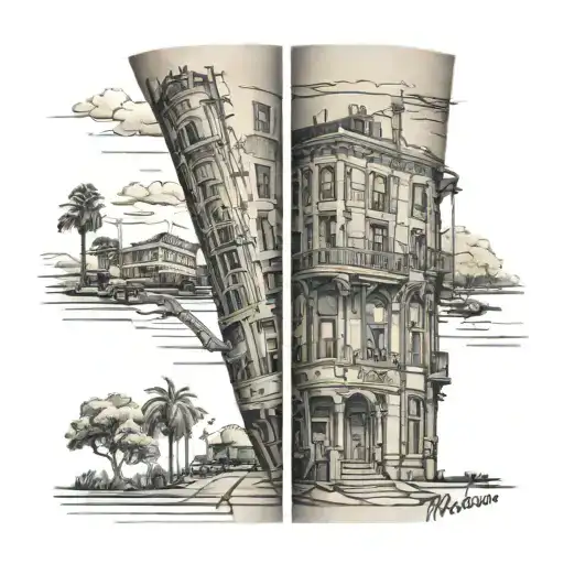 san diego inspired arm sleeve with cross streets: Madison and 2nd street in it tattoo design idea