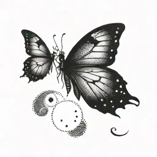 caterpillar to butterfly emerging tattoo design idea