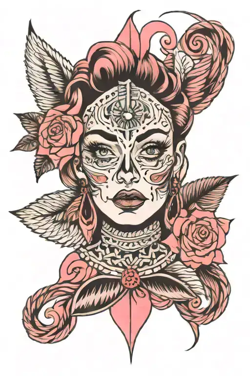 Andrea with pink two winds tattoo design idea