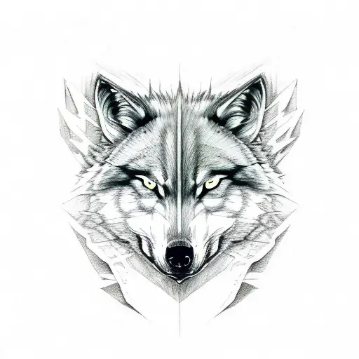 half wolf skull and half demon skull tattoo design idea