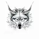 half wolf skull and half demon skull tattoo design idea