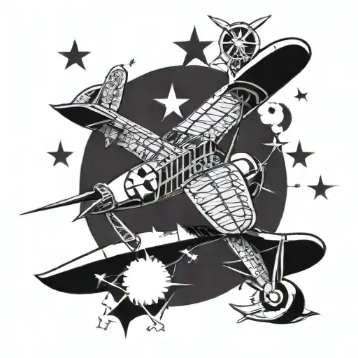 china burma india ww2 aircraft stars tattoo design idea
