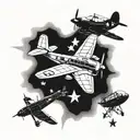 china burma india ww2 aircraft stars tattoo design idea