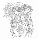 Virgo Scorpio and Leo in kimono tattoo design idea