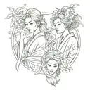 Virgo Scorpio and Leo in kimono tattoo design idea