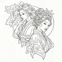 Virgo Scorpio and Leo in kimono tattoo design idea