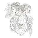 Virgo Scorpio and Leo in kimono tattoo design idea