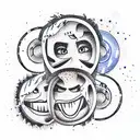 diffent emotions in 1 tattoo design idea