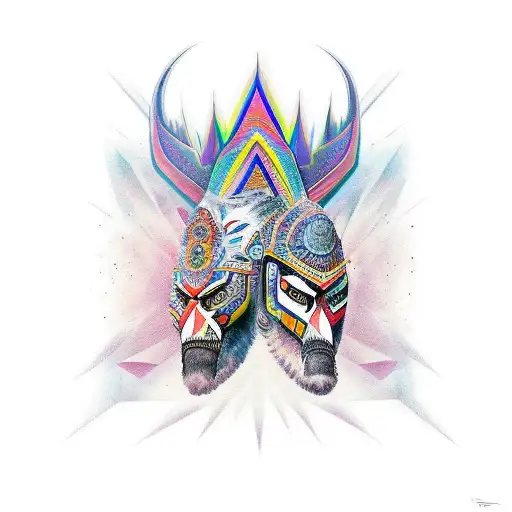 indio y lobo tattoo design idea