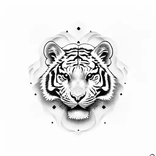 white tiger with cherry blossoms tattoo design idea