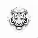 white tiger with cherry blossoms tattoo design idea