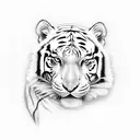 white tiger with cherry blossoms tattoo design idea
