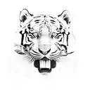 white tiger with cherry blossoms tattoo design idea