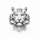 white tiger with cherry blossoms tattoo design idea