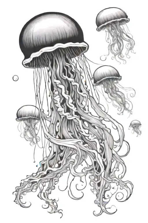 jellyfish suminagashi tattoo design idea
