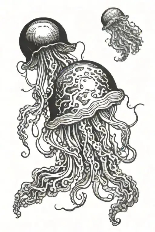jellyfish suminagashi tattoo design idea